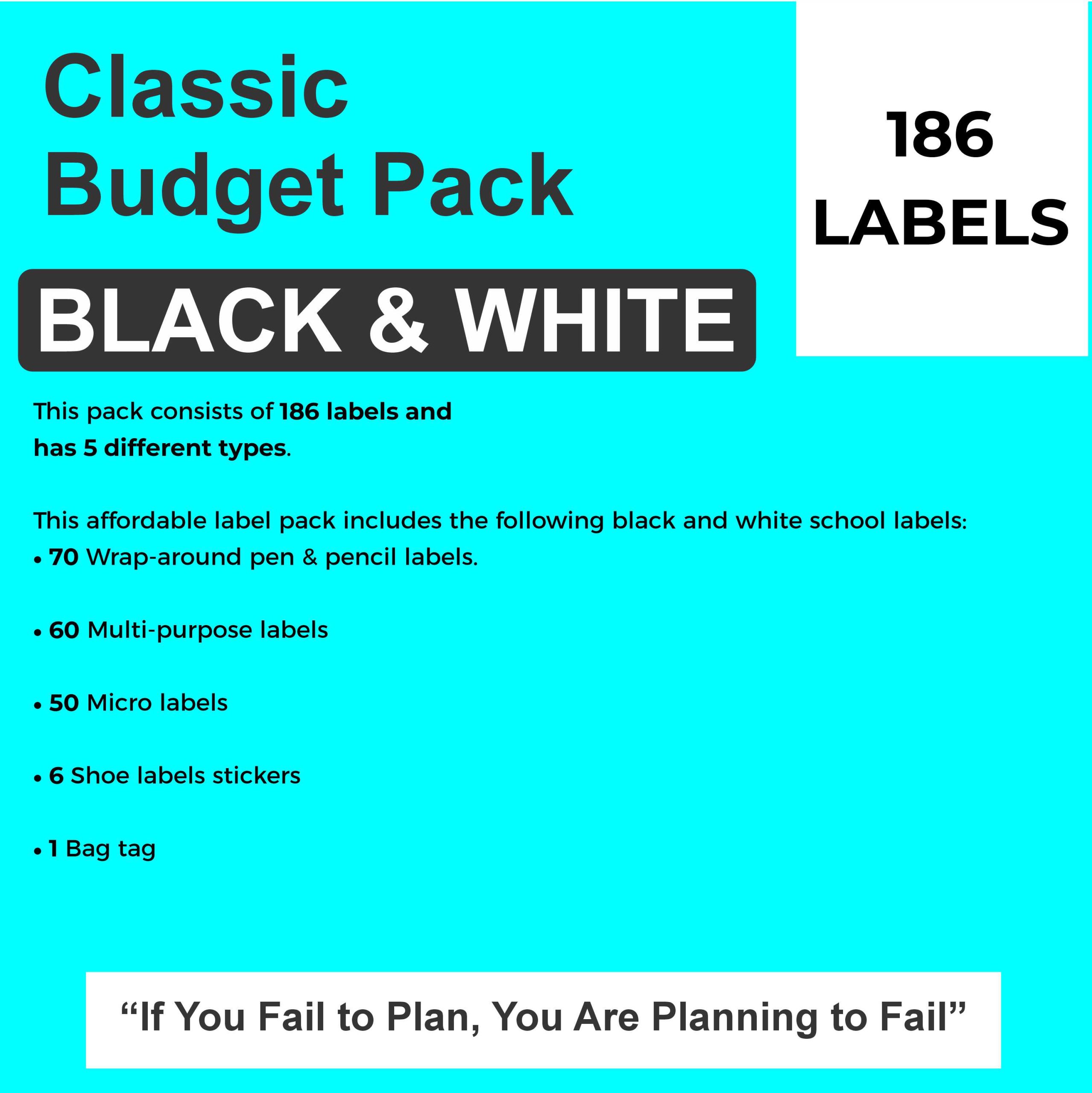 Budget pack - Black and white
