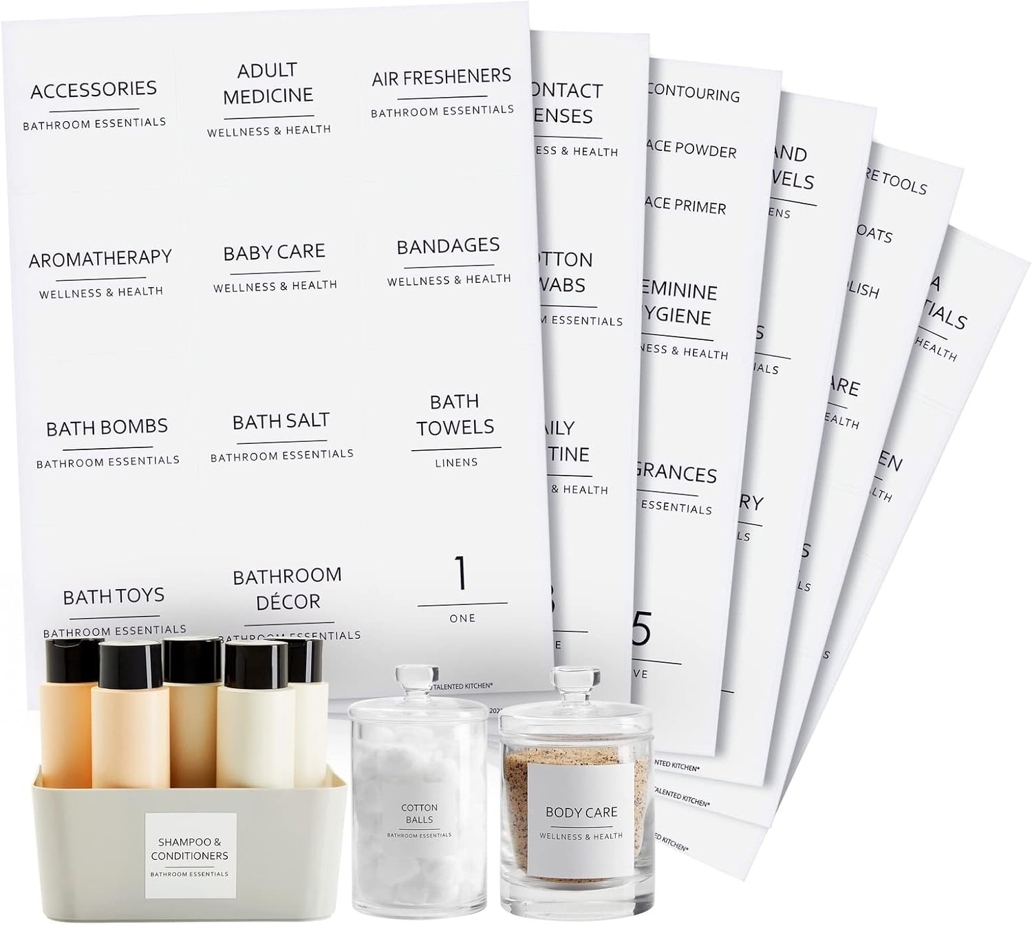 Minimalist Bathroom Labels for Organizing - 174 Labels